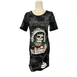 Womens Maidens Distressed Tie Dye Skeleton Indian Chief Dress